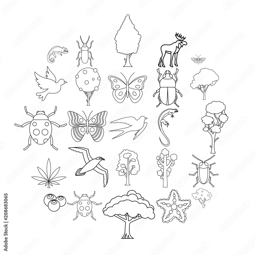 Woody icons set. Outline set of 25 woody vector icons for web isolated on white background Woody icons set. Outline set of 25 woody vector icons for web isolated on white background