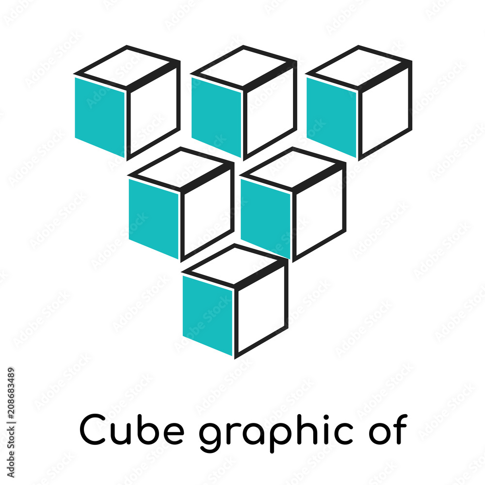 Cube graphic of squares icon vector sign and symbol isolated on white background, Cube graphic of squares logo concept Cube graphic of squares icon vector sign and symbol isolated on white background, Cube graphic of squares logo concept
