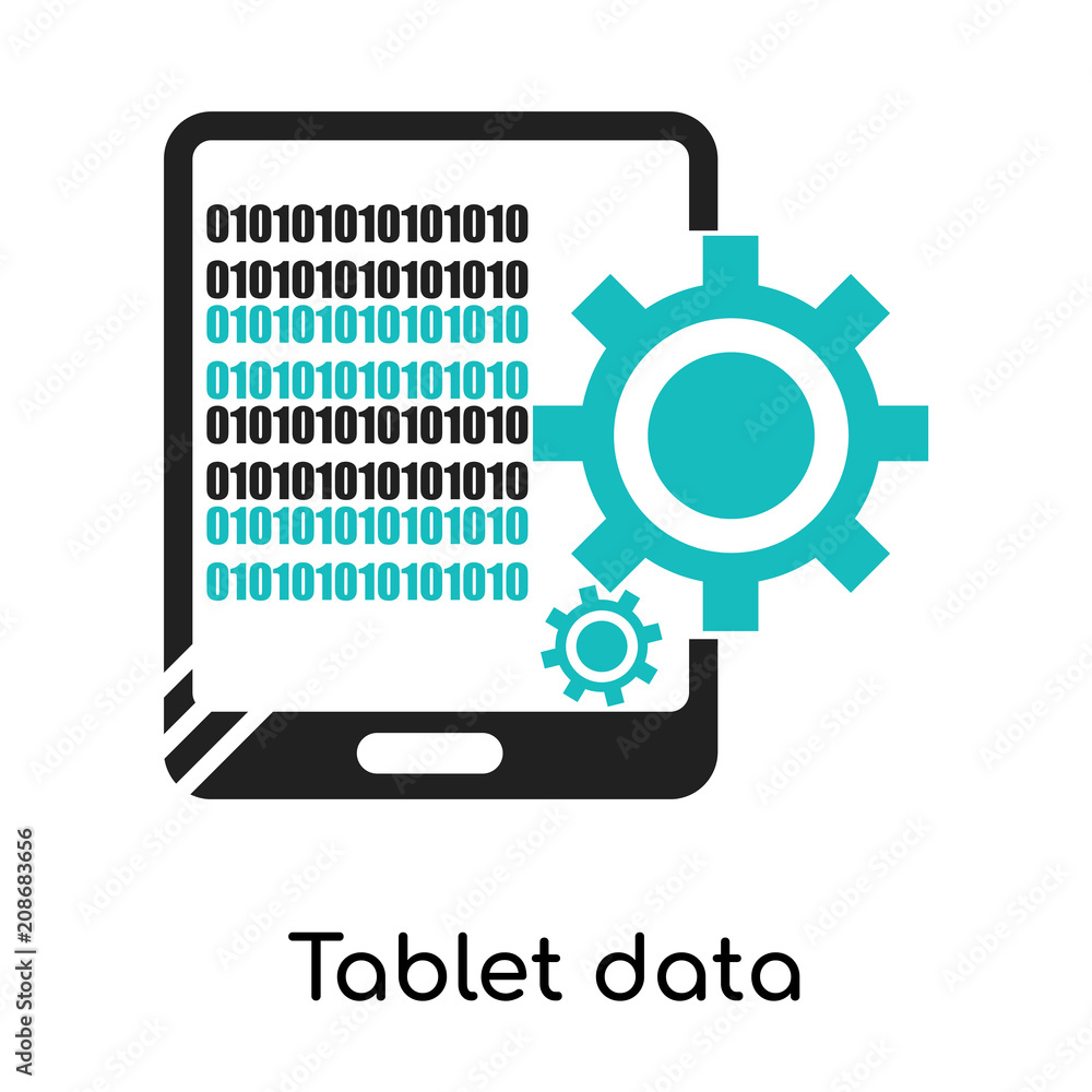Tablet data settings icon vector sign and symbol isolated on white background, Tablet data settings logo concept Tablet data settings icon vector sign and symbol isolated on white background, Tablet data settings logo concept