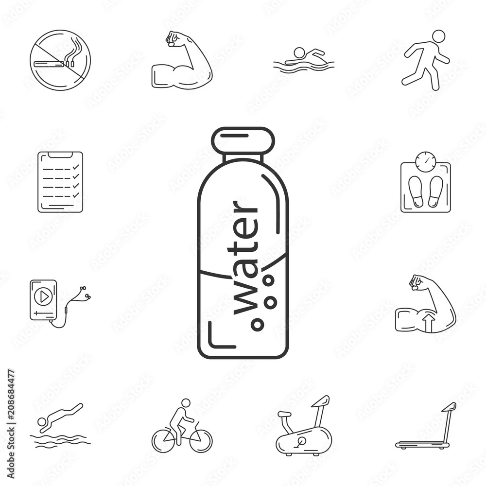 Water bottle icon. Simple element illustration. Water bottle symbol design from Gym and Health collection set. Can be used for web and mobile Water bottle icon. Simple element illustration. Water bottle symbol design from Gym and Health collection set. Can be used for web and mobile