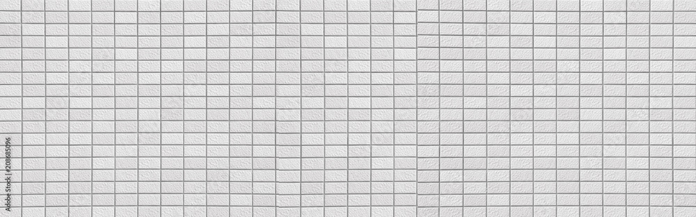 Naklejka premium Panorama of White brick wall texture in horizontal view