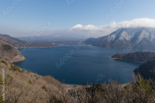 Mt. Fuji and Motosu lake in spring season. © torsakarin