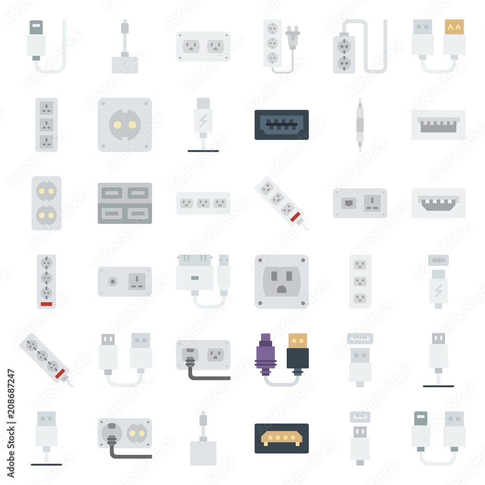 connector cable icons set connector cable icons set