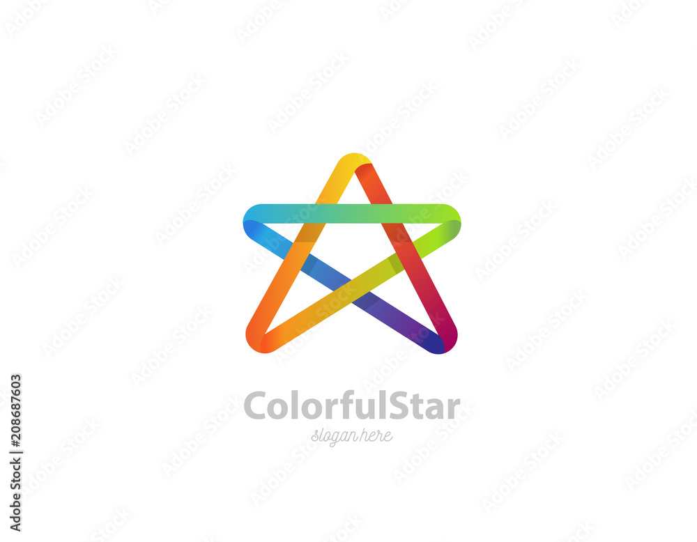 Fototapeta premium Colorful star logo template. Infinite ribbon concept.