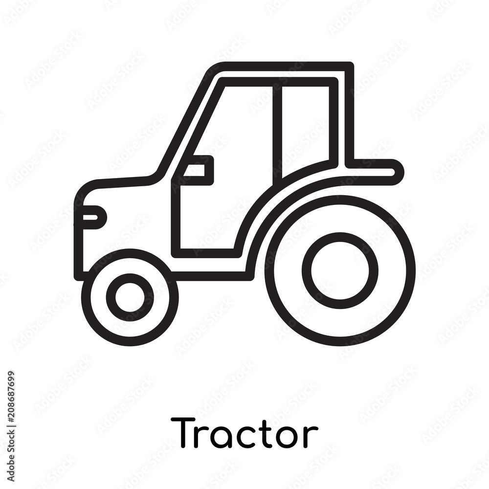 Tractor icon vector sign and symbol isolated on white background, Tractor logo concept , outline symbol, linear sign , outline symbol, linear sign