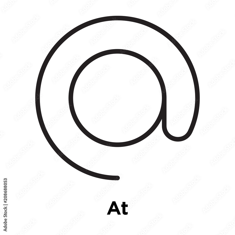 At icon vector sign and symbol isolated on white background, At logo concept , outline symbol, linear sign At icon vector sign and symbol isolated on white background, At logo concept , outline symbol, linear sign