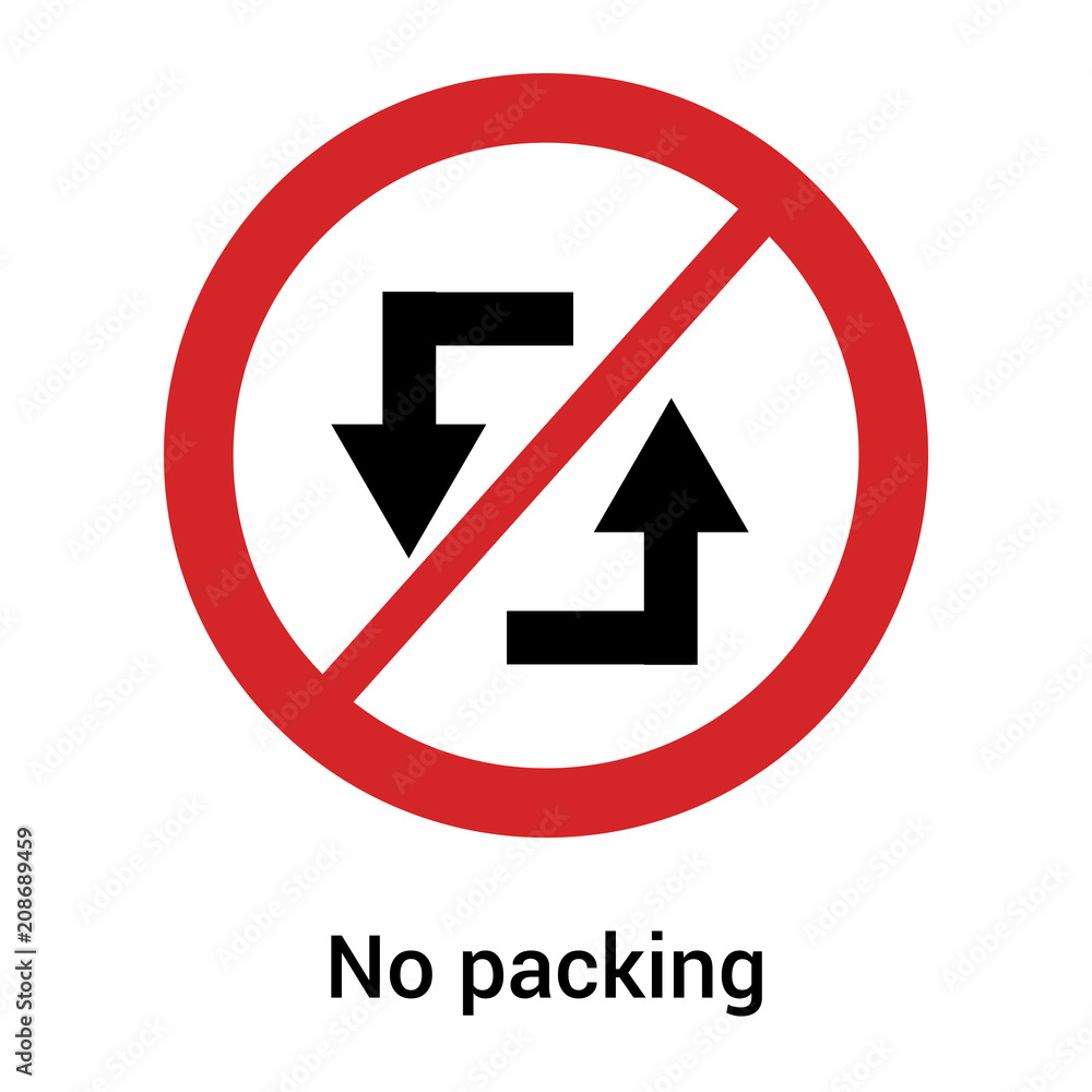 No packing icon vector sign and symbol isolated on white background, No packing logo concept No packing icon vector sign and symbol isolated on white background, No packing logo concept