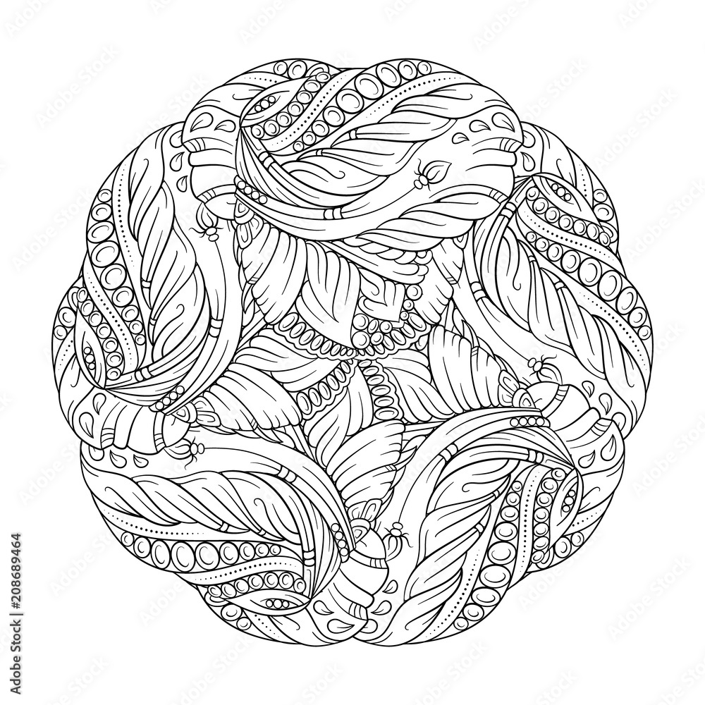 Vector abstract black and white ethnic mandala motif Vector abstract black and white ethnic mandala motif