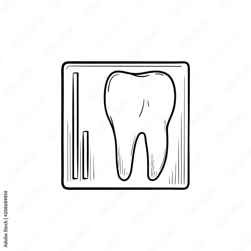 Tooth x-ray hand drawn outline doodle icon Tooth x-ray hand drawn outline doodle icon