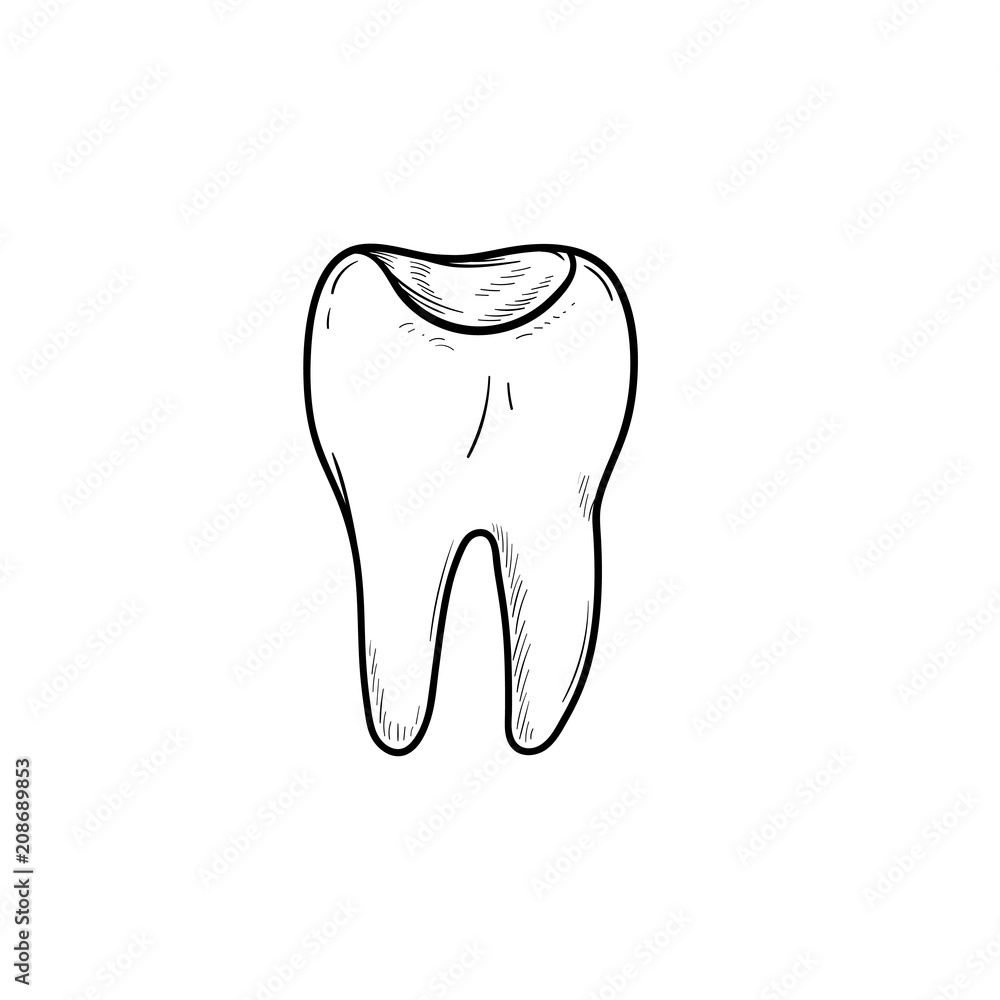 Tooth cavity hand drawn outline doodle icon Tooth cavity hand drawn outline doodle icon