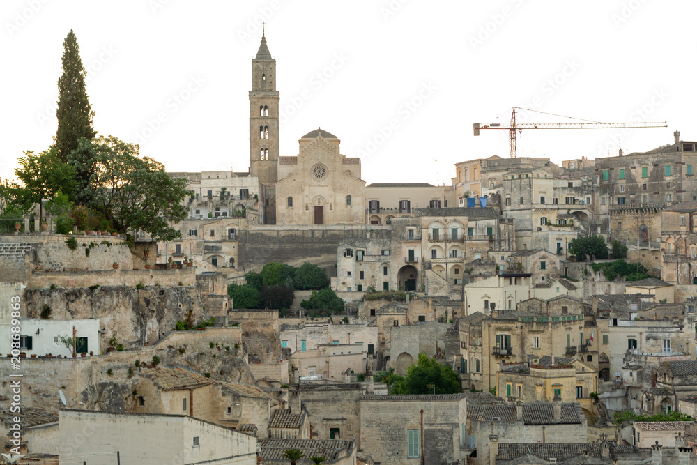 European Capital of Culture in 2019 year, ancient city of Matera, capital of Basilicata, Southern Italy in early morning