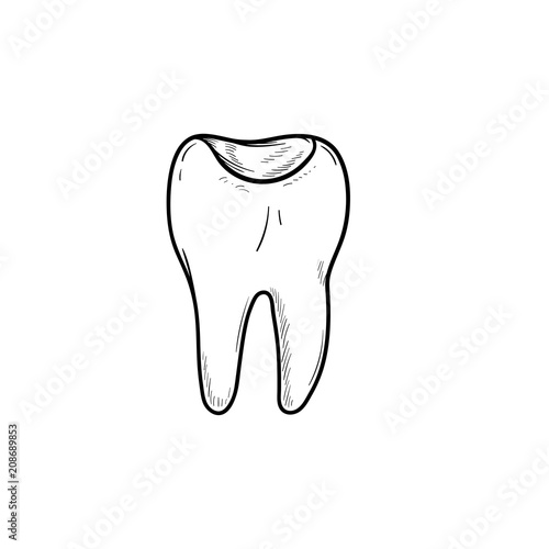 Tooth cavity hand drawn outline doodle icon