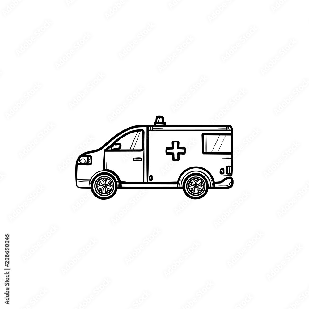 Resuscitation car hand drawn outline doodle icon