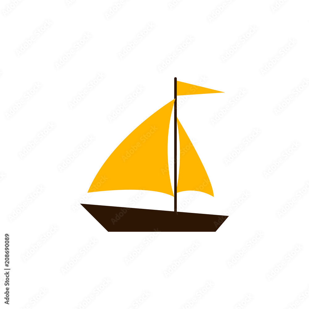 sailboat flat icon. Element of beach holidays colored icon for mobile concept and web apps. Detailed sailboat flat icon can be used for web and mobile. Premium icon