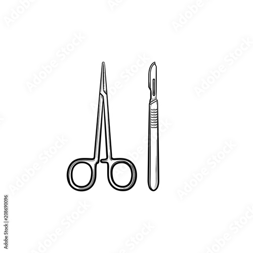 Surgery tools hand drawn outline doodle icon