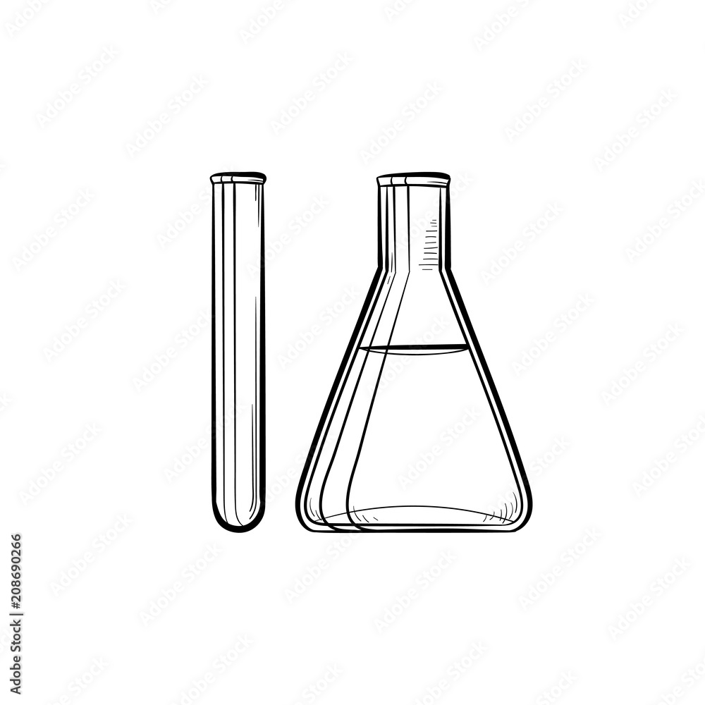 Test tubes hand drawn outline doodle icon. Laboratory equipment as a concept of research, chemistry and experiment. Vector sketch illustration for print, web, mobile on white background. Test tubes hand drawn outline doodle icon. Laboratory equipment as a concept of research, chemistry and experiment. Vector sketch illustration for print, web, mobile on white background.