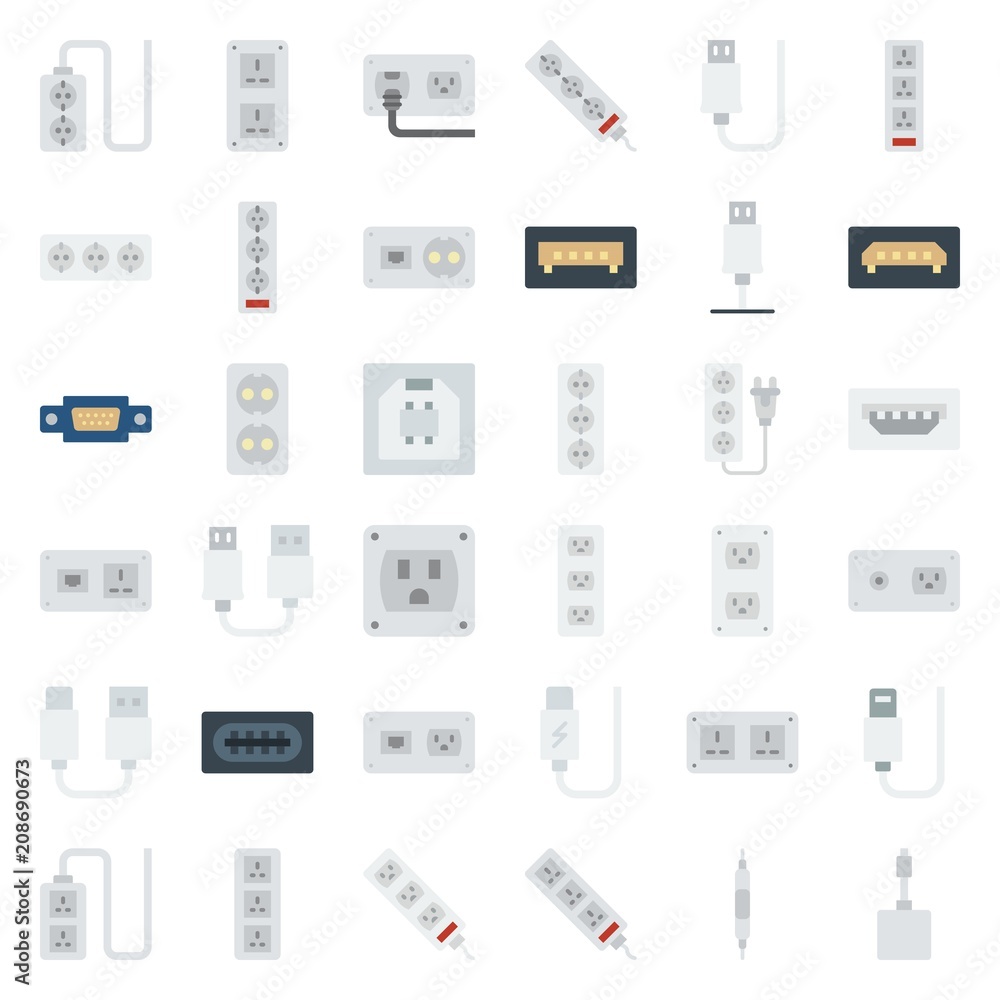 connector cable icons set connector cable icons set