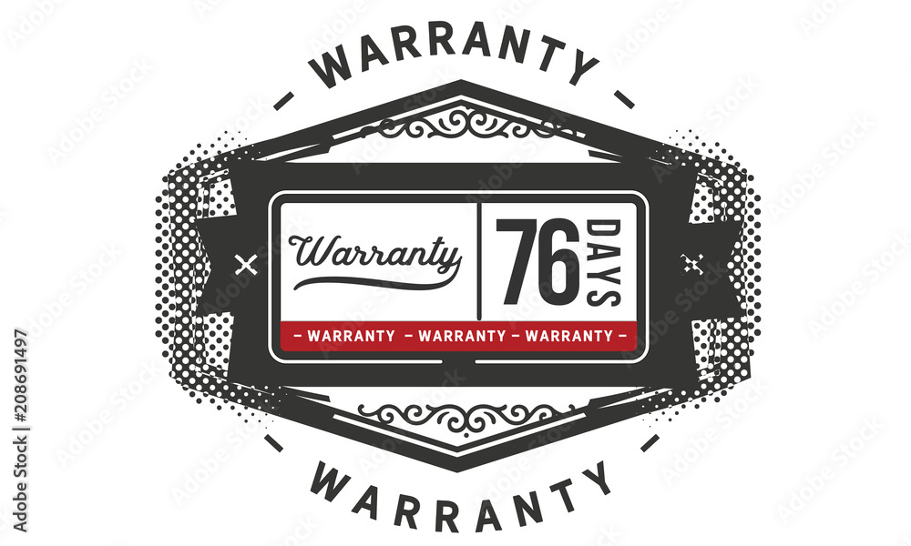 76 days warranty icon vintage rubber stamp guarantee