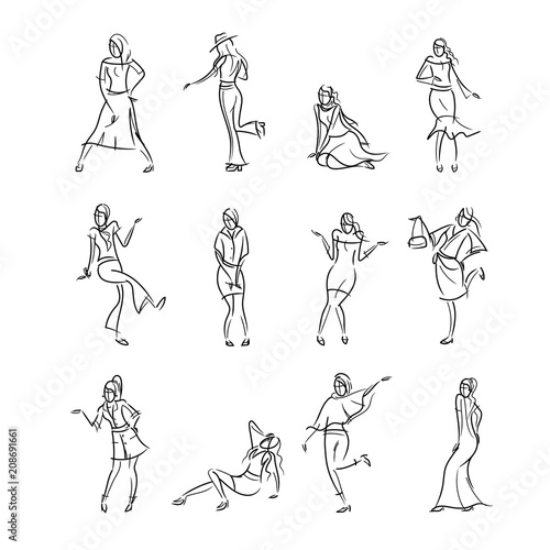 Art of fashion, beautiful young girl model, cute girl, catwalk, super model, lady, designer, costume designer, freehand, drawing, vector and illustration.