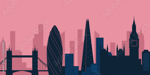 London city skyline. London skyscraper building silhouette