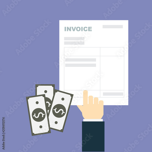 Vector invoice paper concept in flat style - bill icon with hand © Wipas