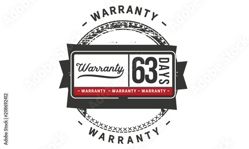 63 days warranty icon vintage rubber stamp guarantee