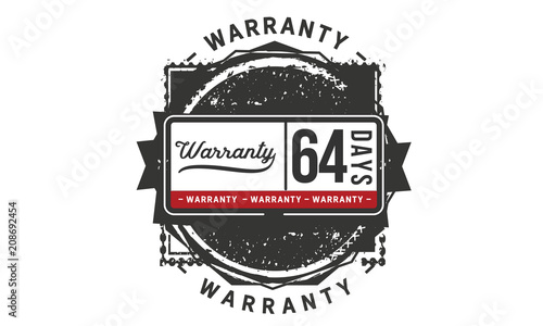 64 days warranty icon vintage rubber stamp guarantee