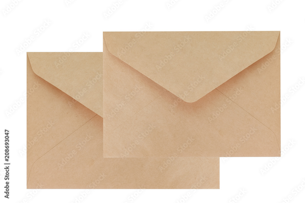 Two brown envelope isolated on white background Two brown envelope isolated on white background