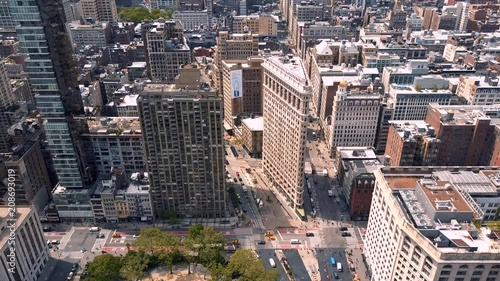 Aerial view of New York, Midtown Manhattan. Flatiron. Residental and business buildings from above