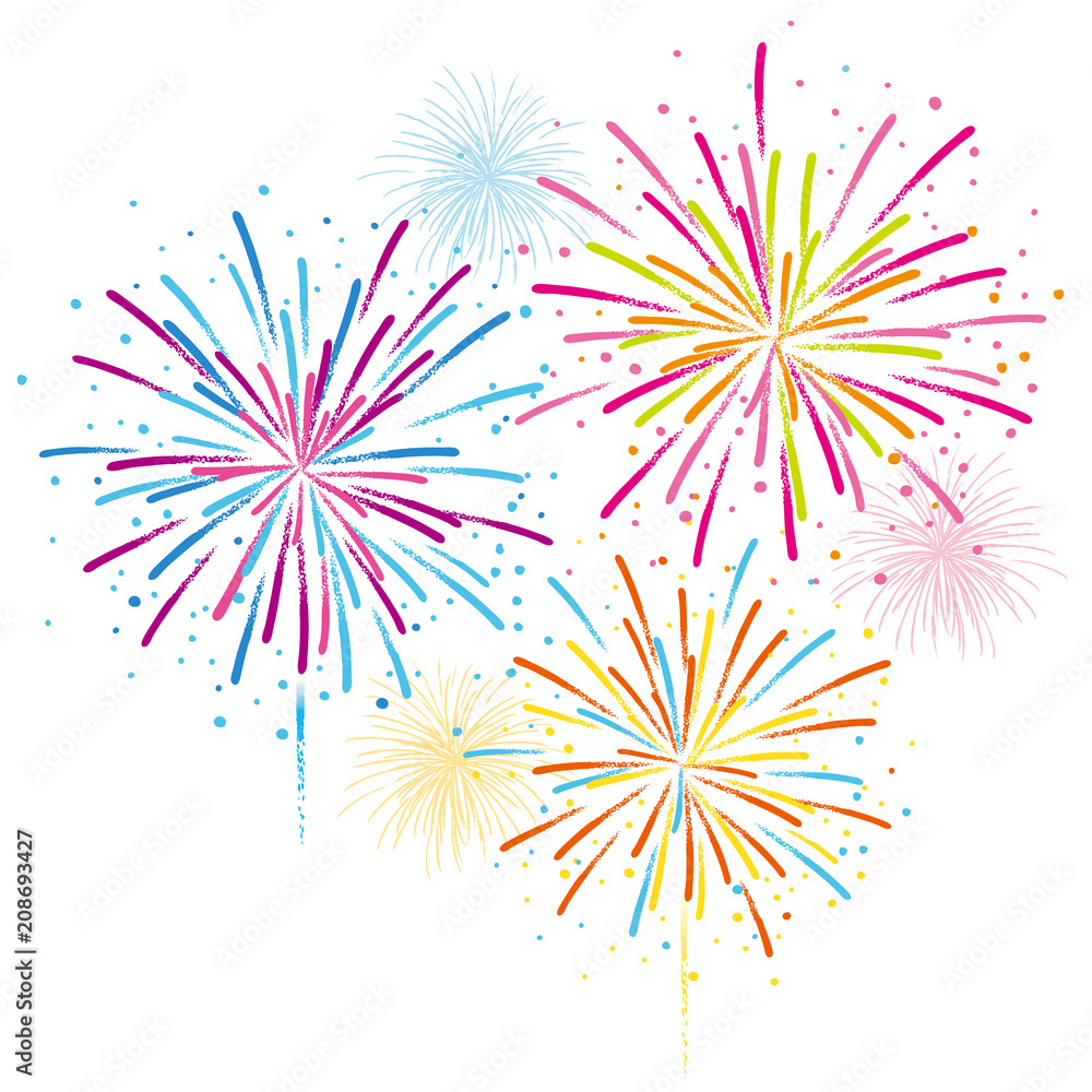 Naklejka premium Ilustracja fajerwerków