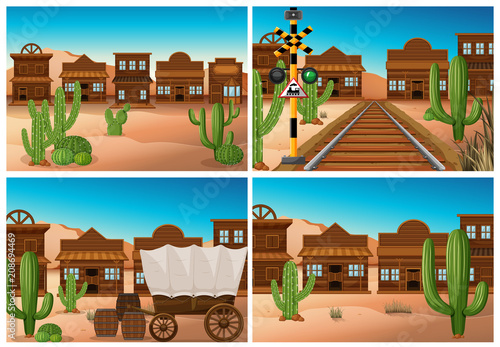 Set of wild west town