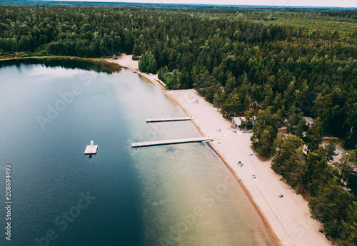 Aerial view of Best beach in Finland near Helsinki - Sääksjärvi