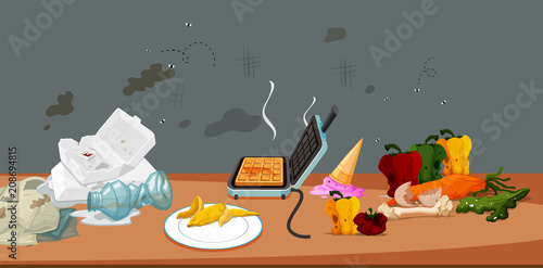 Dirty and mouldy food and rubbish