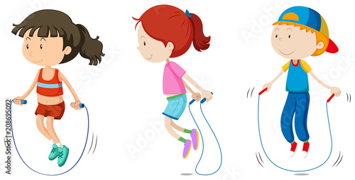 Set of children skipping
