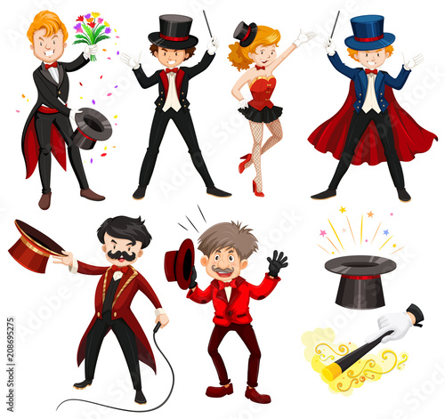 Set of various circus performers