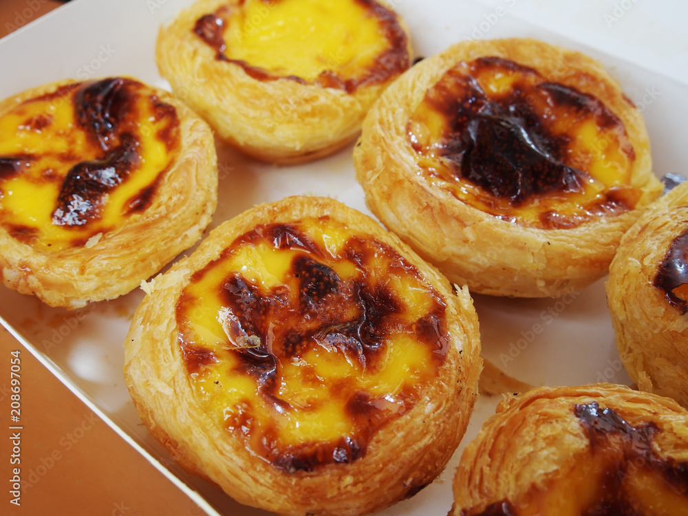 Close up of portuguese egg tart                           