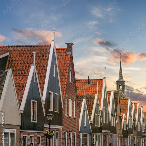 Sunset of the roofs of Volendam, Netherlands