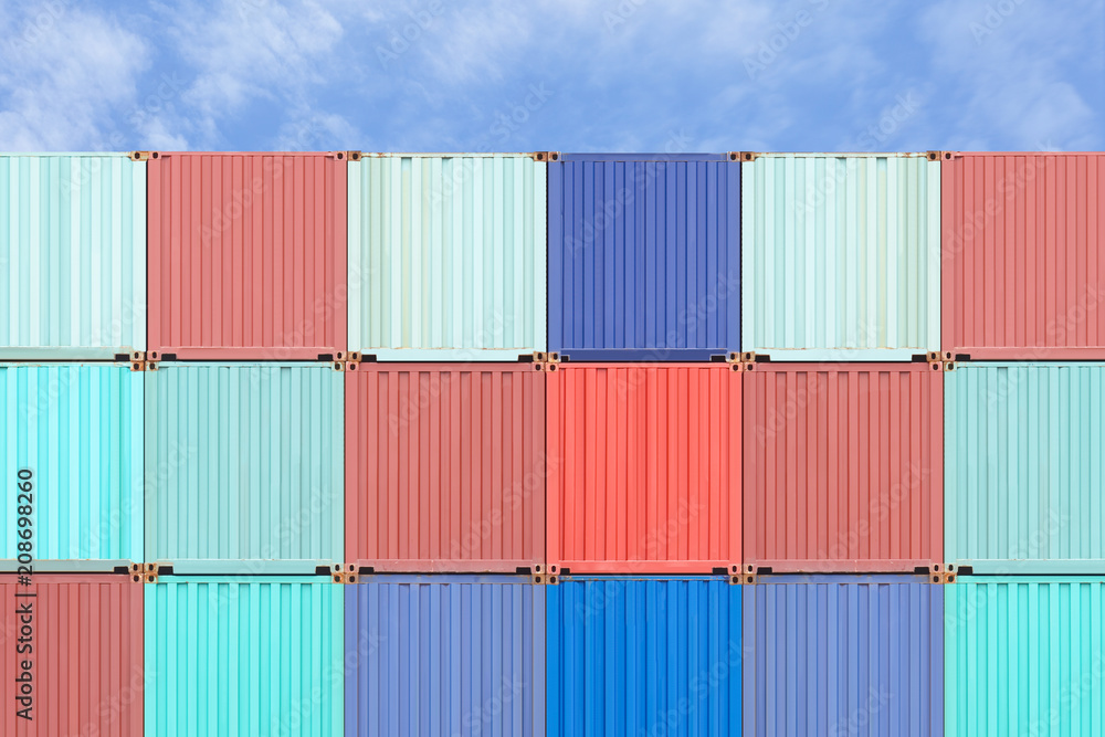 Colorful stack of container shipping at dockyard Colorful stack of container shipping at dockyard