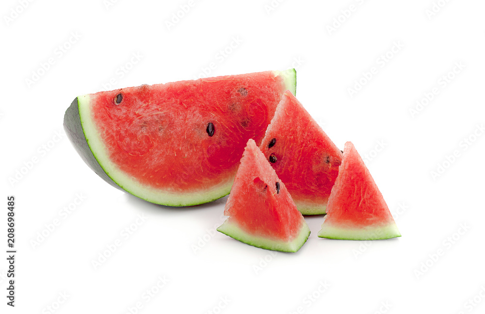 Slice of watermelon on white background