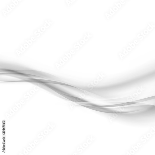 Grey mild liquid transparent smoke waves border divider over white background
