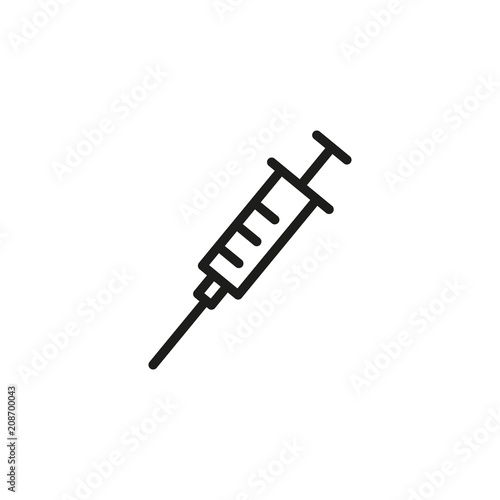 Sterile syringe line icon. Cure, injection, treatment. Immunization concept. Vector illustration can be used for topics like vaccination, botox, hospital