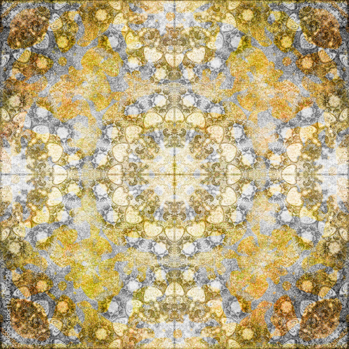 floral motif, mosaic habby gold  background photo