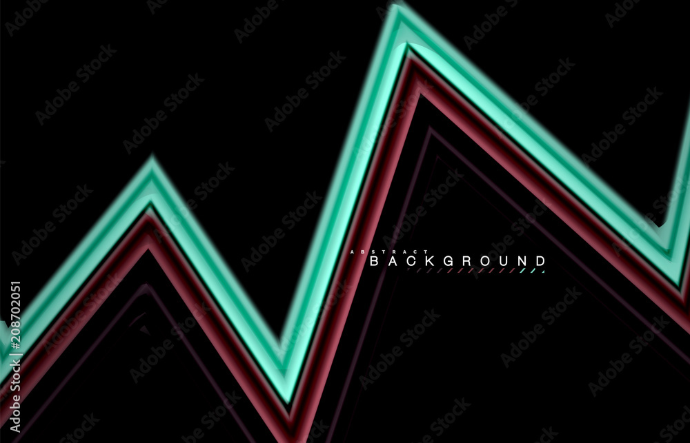 Fototapeta premium Geometric shapes created with fluid multicolored lines