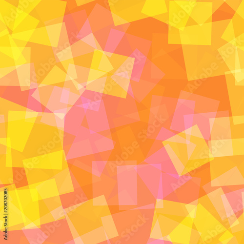 Abstract squares pattern. Orange geometric background. Ravishing random squares. Geometric chaotic decor. Vector illustration.