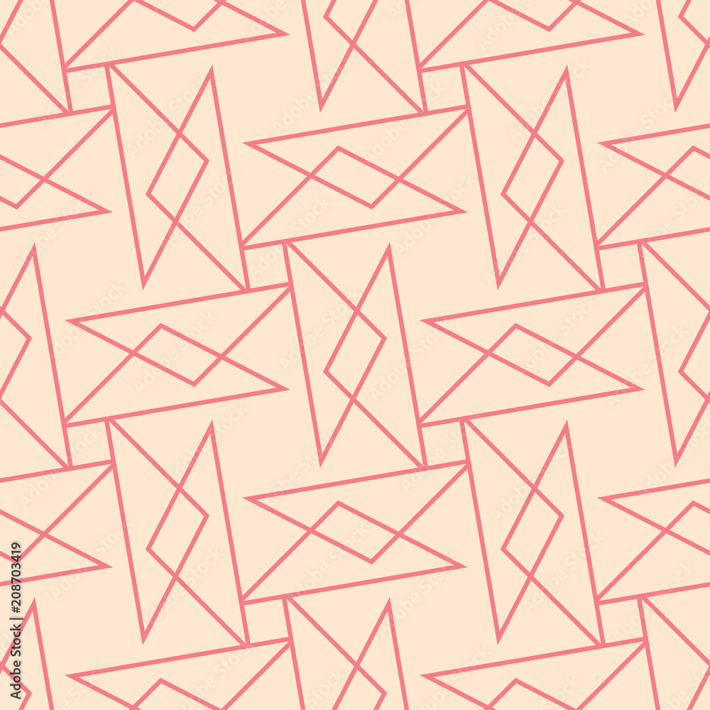 Pink and beige geometric ornament. Seamless pattern Pink and beige geometric ornament. Seamless pattern