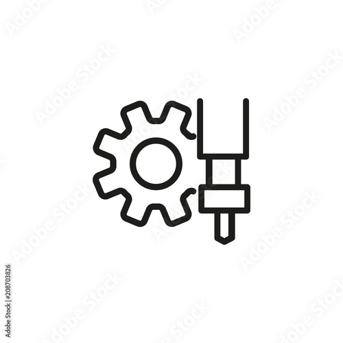 Complex milling line icon. Gear, cogwheel, machine. Industry concept. Can be used for topics like equipment, manufacturing, production.
