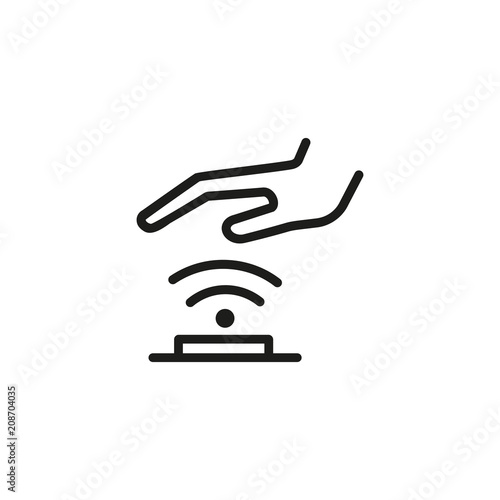 Palm scanning line icon. Hand, sensor, palm print. Verification concept. Can be used for topics like identity, data security, detection, authentication.