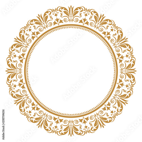 Vintage round frame in retro style, barroco. Flower decorative ornament, element for greeting cards, invitation, menu. Stylish vector graphics.