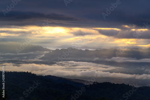 Doi Luang Chiang Dao and mist looking from Doi Mae Ta Man in the morning ,Chiang Mai ,Thailand © rbk365