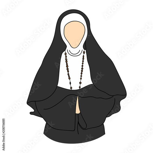 Photography Nun Silhouette. Vector illustration.
